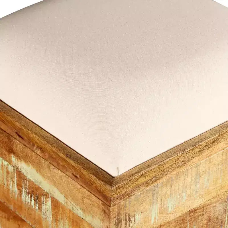 Banc de rangement en bois massif recyclé 40x40x45 cm