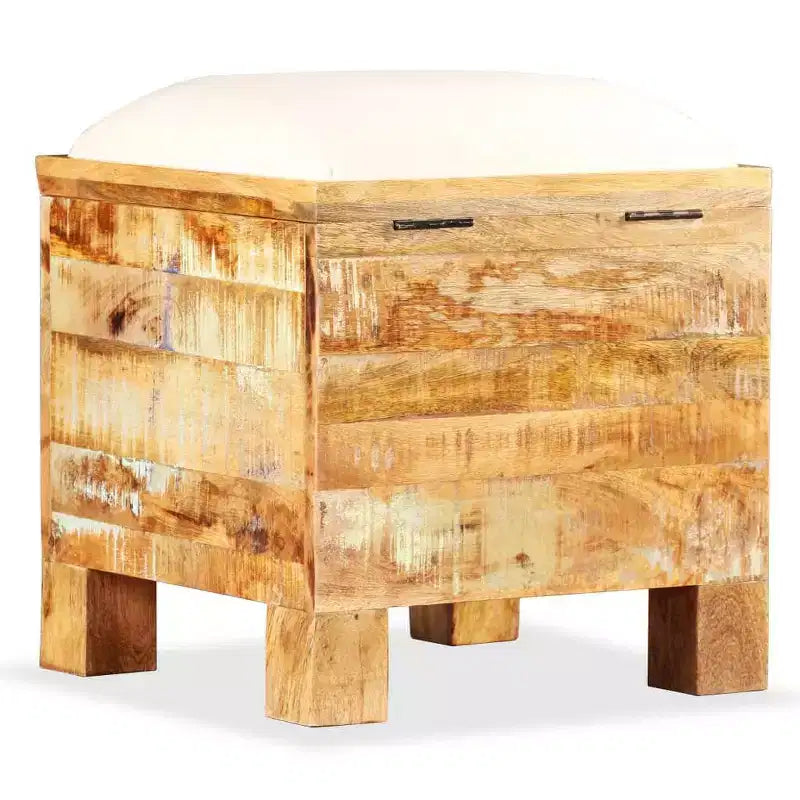 Banc de rangement en bois massif recyclé 40x40x45 cm