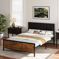 Dyonery vintage bed frame, headboard leather soft cover + high-density sponge, no box spring design, easy to install