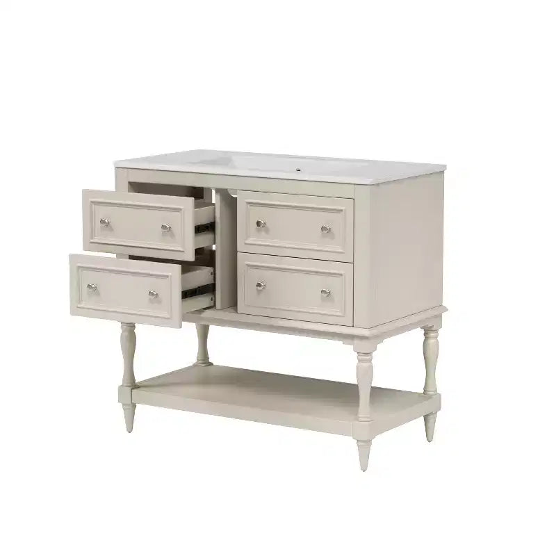 Meuble-lavabo de salle de bain 36 po avec évier, meuble de rangement de salle de bain avec tiroirs, meuble-lavabo simple en bois