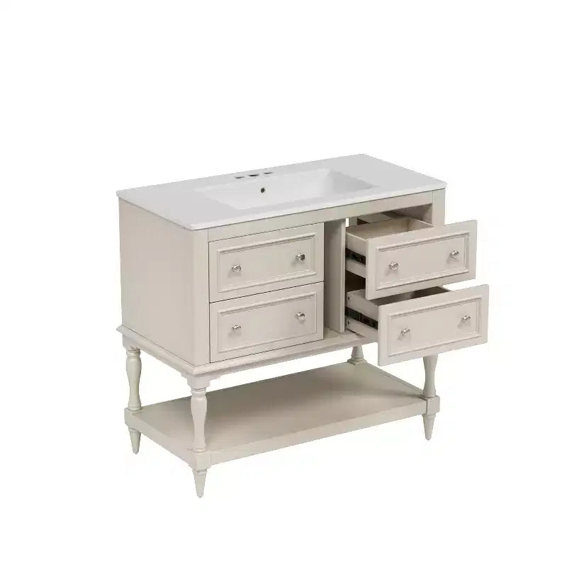 Meuble-lavabo de salle de bain 36 po avec évier, meuble de rangement de salle de bain avec tiroirs, meuble-lavabo simple en bois