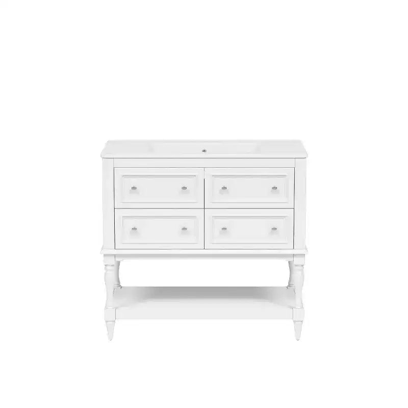 Meuble-lavabo de salle de bain 36 po avec évier, meuble de rangement de salle de bain avec tiroirs, meuble-lavabo simple en bois