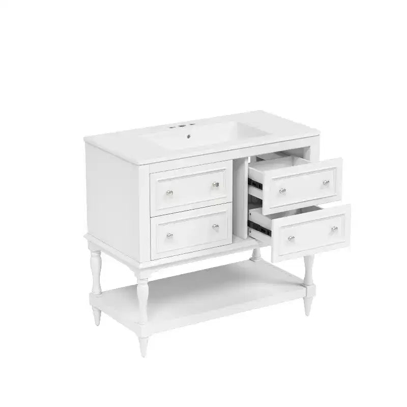 Meuble-lavabo de salle de bain 36 po avec évier, meuble de rangement de salle de bain avec tiroirs, meuble-lavabo simple en bois