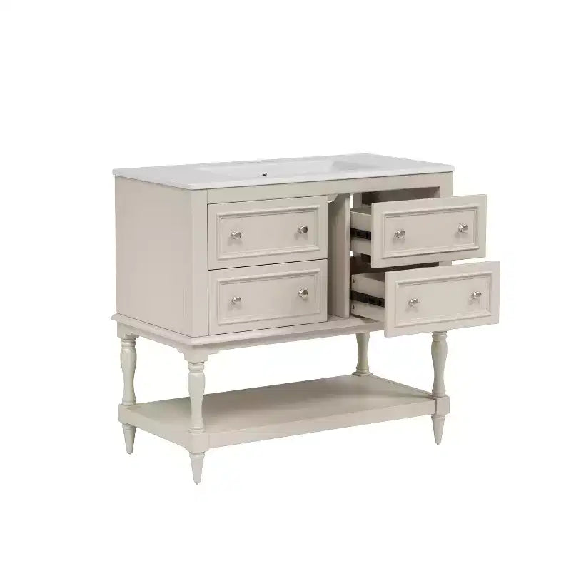 Meuble-lavabo de salle de bain 36 po avec évier, meuble de rangement de salle de bain avec tiroirs, meuble-lavabo simple en bois