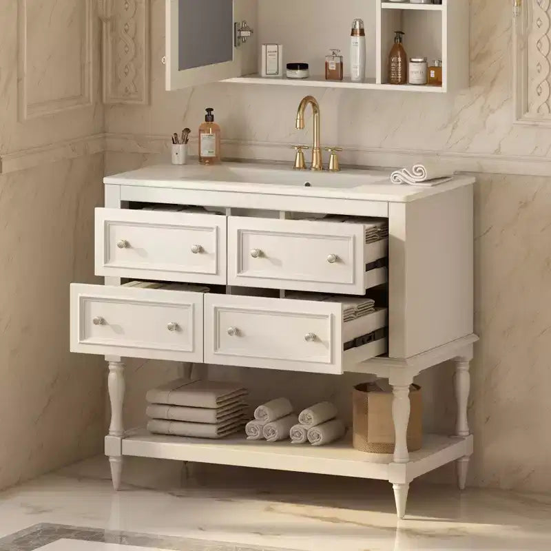 36 Bathroom Vanity with Sink, Bathroom Storage Cabinet with Drawers, Wood Single Sink Bathroom Vanity