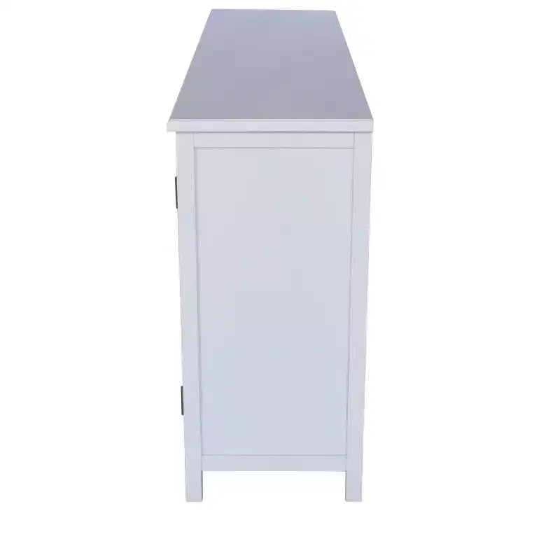 Buffet de salle à manger avec placard de 152 cm, Armoire de rangement en bois rustique avec 4 portes, Buffet polyvalent pour la décoration et l'organisation de la maison, Blanc
