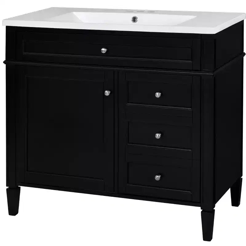 Meuble Lavabo Salle de Bain 36 po avec Évier, Meuble de Rangement Salle de Bain avec Tiroirs, Meuble Lavabo Simple