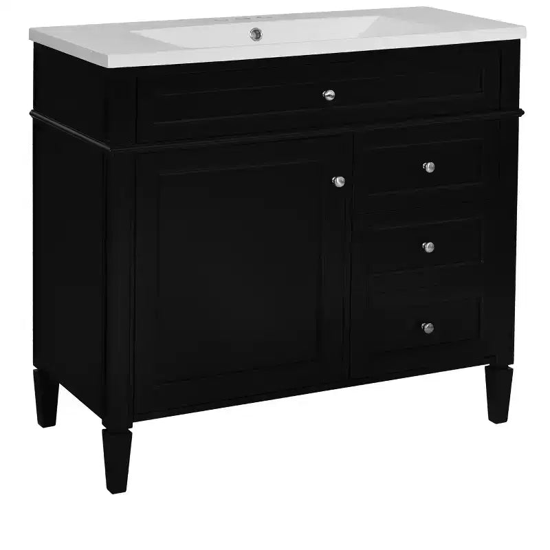Meuble Lavabo Salle de Bain 36 po avec Évier, Meuble de Rangement Salle de Bain avec Tiroirs, Meuble Lavabo Simple
