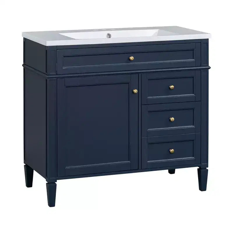 Meuble Lavabo Salle de Bain 36 po avec Évier, Meuble de Rangement Salle de Bain avec Tiroirs, Meuble Lavabo Simple