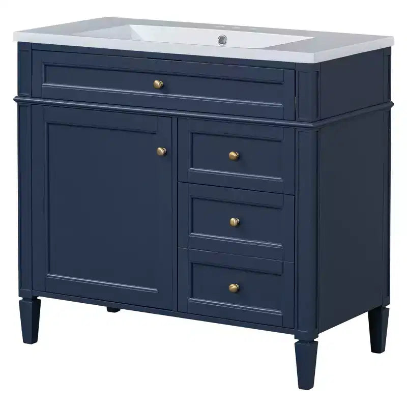 Meuble Lavabo Salle de Bain 36 po avec Évier, Meuble de Rangement Salle de Bain avec Tiroirs, Meuble Lavabo Simple
