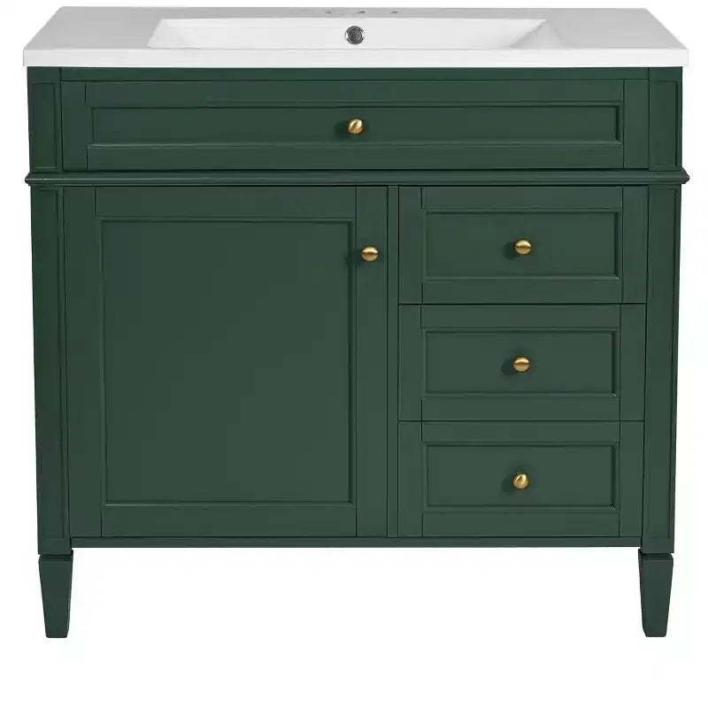 Meuble Lavabo Salle de Bain 36 po avec Évier, Meuble de Rangement Salle de Bain avec Tiroirs, Meuble Lavabo Simple