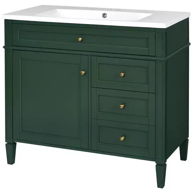 Meuble Lavabo Salle de Bain 36 po avec Évier, Meuble de Rangement Salle de Bain avec Tiroirs, Meuble Lavabo Simple