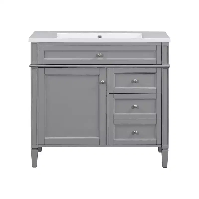Meuble Lavabo Salle de Bain 36 po avec Évier, Meuble de Rangement Salle de Bain avec Tiroirs, Meuble Lavabo Simple