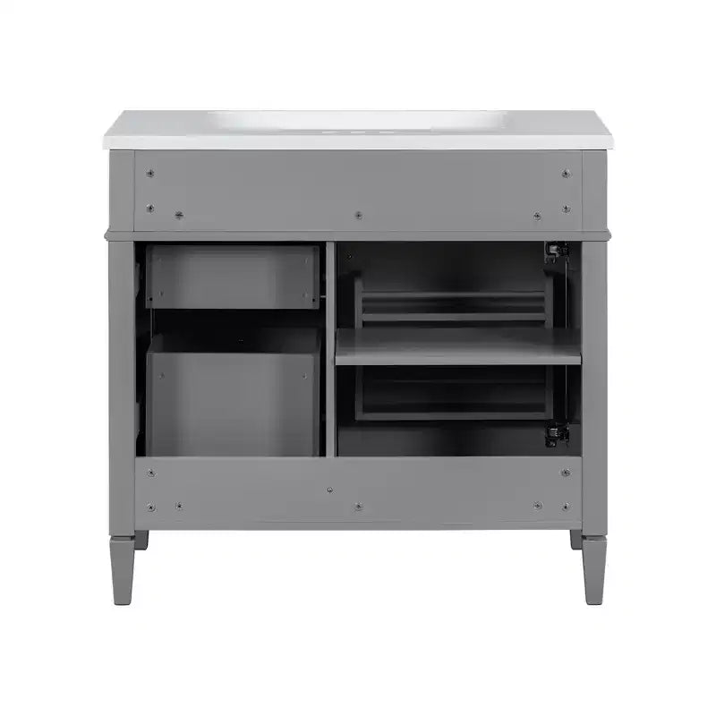 Meuble Lavabo Salle de Bain 36 po avec Évier, Meuble de Rangement Salle de Bain avec Tiroirs, Meuble Lavabo Simple