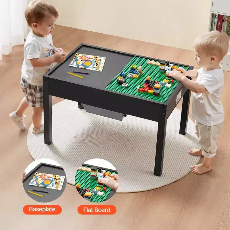 Table d'activités en bois pour enfants avec plateau double face et bacs de rangement pour les 3 ans et plus