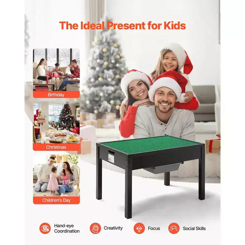 Table d'activités en bois pour enfants avec plateau double face et bacs de rangement pour les 3 ans et plus