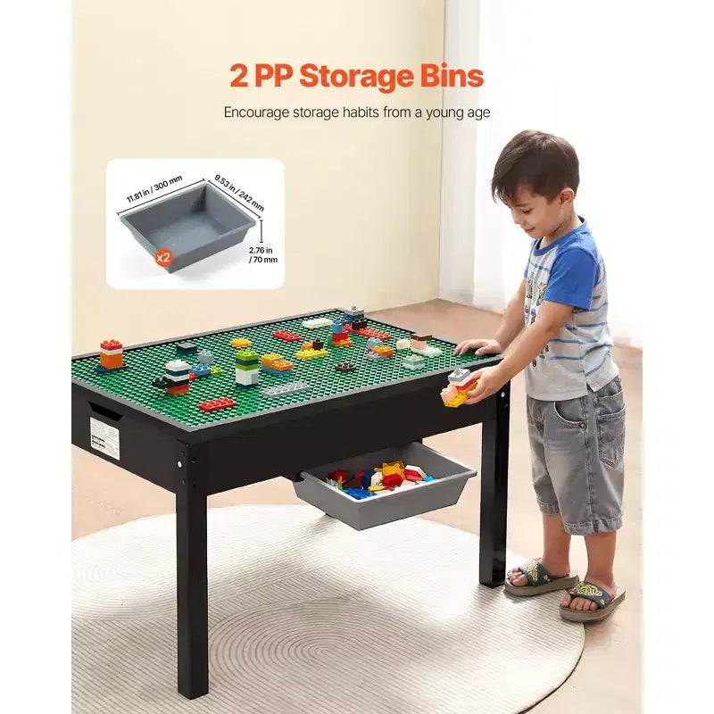 Table d'activités en bois pour enfants avec plateau double face et bacs de rangement pour les 3 ans et plus