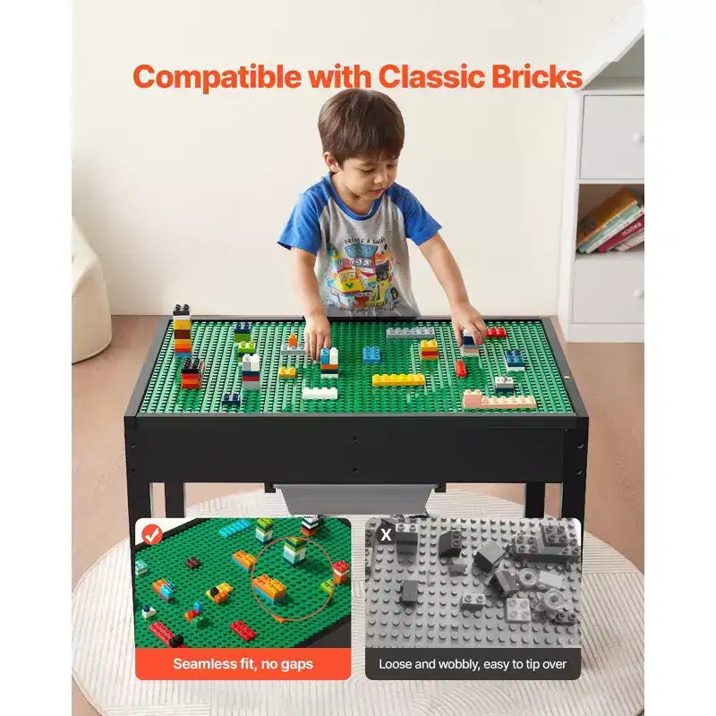 Table d'activités en bois pour enfants avec plateau double face et bacs de rangement pour les 3 ans et plus