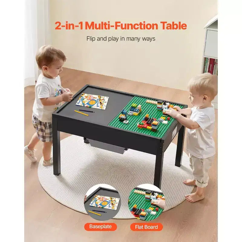Table d'activités en bois pour enfants avec plateau double face et bacs de rangement pour les 3 ans et plus