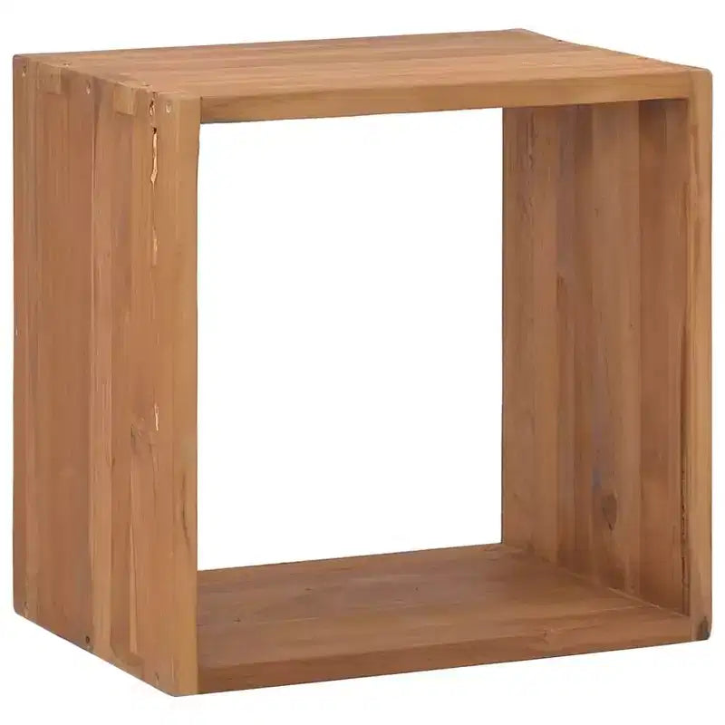 Table de chevet en bois de teck massif couleur bois naturel chaud