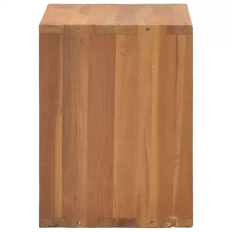 Table de chevet en bois de teck massif couleur bois naturel chaud