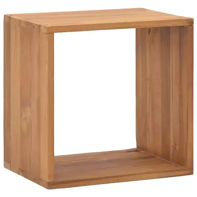 Table de chevet en bois de teck massif couleur bois naturel chaud