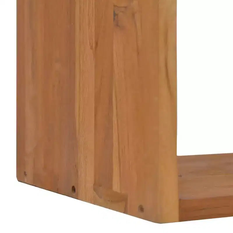 Table de chevet en bois de teck massif couleur bois naturel chaud