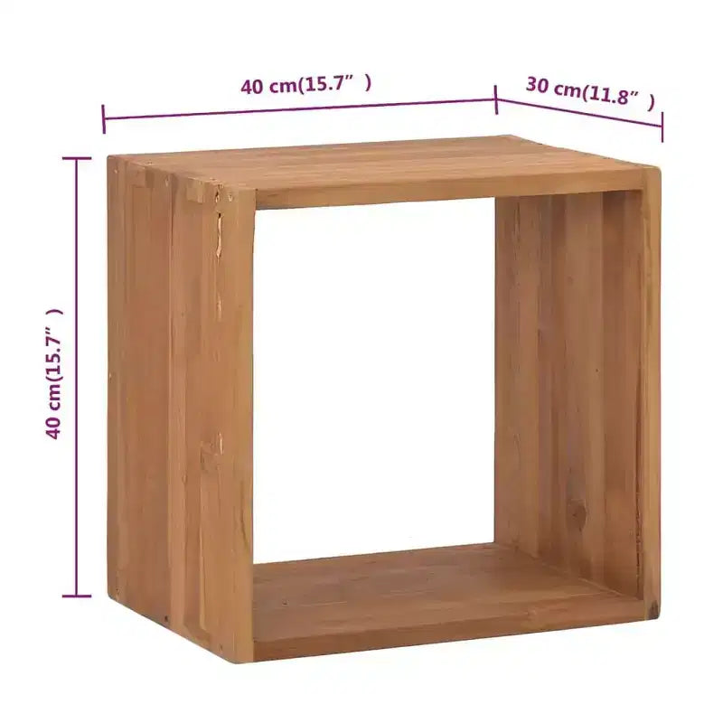 Table de chevet en bois de teck massif couleur bois naturel chaud