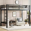 Bellemave Twin/Queen Size Metal Loft Bed with Easy Climbing Ladder and Guardrails, Black