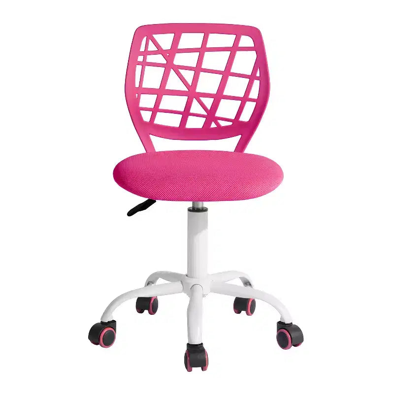HomeRoots Pink and White Adjustable Height Swivel Rolling Office Chair