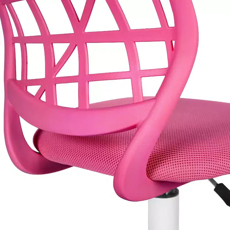 Chaise de bureau pivotante à roulettes, réglable en hauteur, rose et blanche