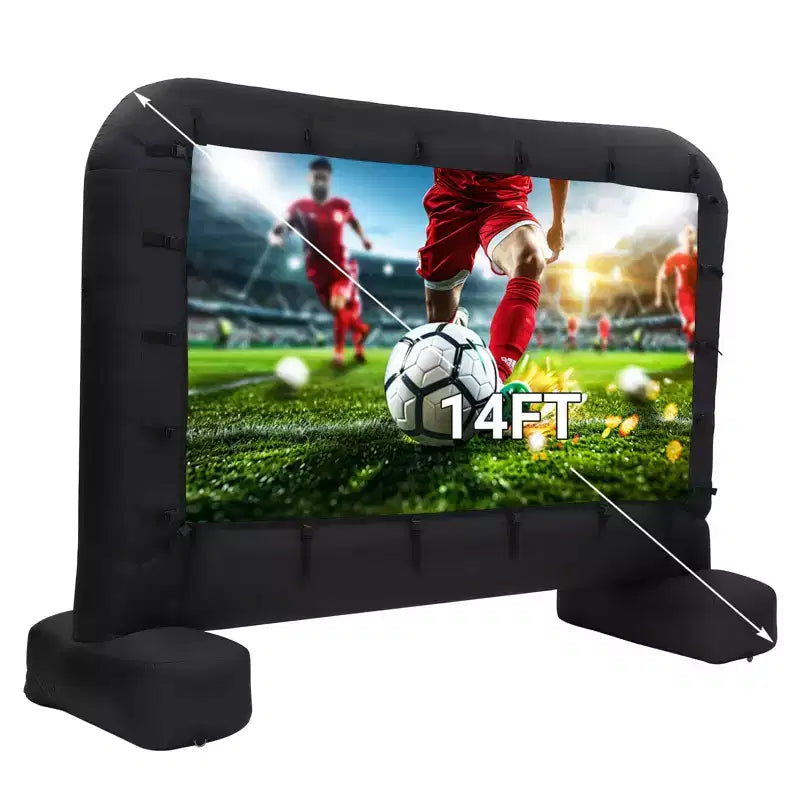 14Ft Inflatable Projector Screen, Outdoor Movie Screen Support with Quiet Air Blower and Storage Bag Support Front and Rear Projection