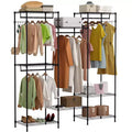 Heavy Duty Garment Rack, Clothes Rack with Adjustable Shelves, Hanging Rails & Hooks, Freestanding Portable Wardrobe Closet for Bedroom, Entrance