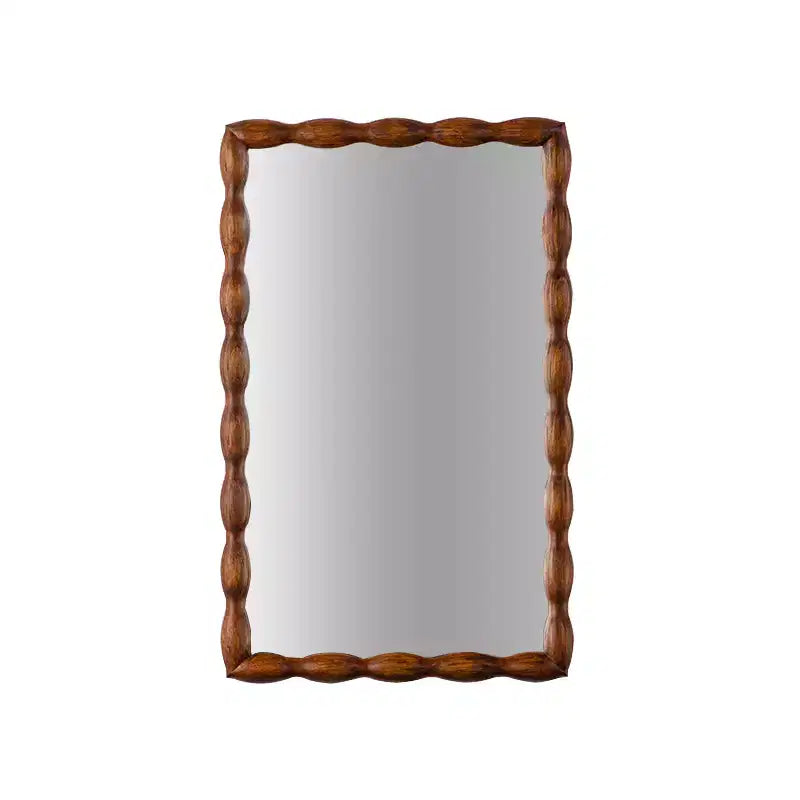 Miroir pleine longueur moderne du milieu du siècle, miroir mural décoratif, cadre en bois torsadé, noyer