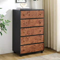 COZONY 5-Drawer Dresser with Curved Profile, 46 in Tall Modern Chest with Natural Oak Texture
