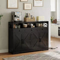 Farmhouse Black Sideboard Buffet Cabinet with Storage Shelf and Built-in Charging Station, 51-inch Large Coffee Bar Hutch,for Living Room,Dining Room
