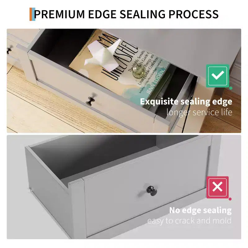 Commode à 6 tiroirs pour chambre à coucher, commode en bois de 54 po de largeur avec poignées métalliques, meuble TV, organisateur de rangement pour vêtements pour chambre à coucher, couloir, noir