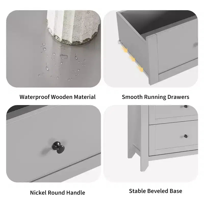 Commode à 6 tiroirs pour chambre à coucher, commode en bois de 54 po de largeur avec poignées métalliques, meuble TV, organisateur de rangement pour vêtements pour chambre à coucher, couloir, noir