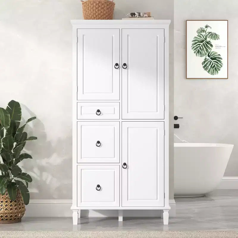 GDFStudio Eleanor Retro Wood Storage Cabinet with Adjustable Shelves, Three Drawers and Three Enclosed Cabinets