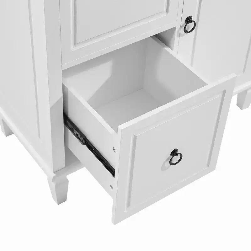 Meuble de rangement rétro en bois Eleanor avec étagères réglables, trois tiroirs et trois armoires fermées