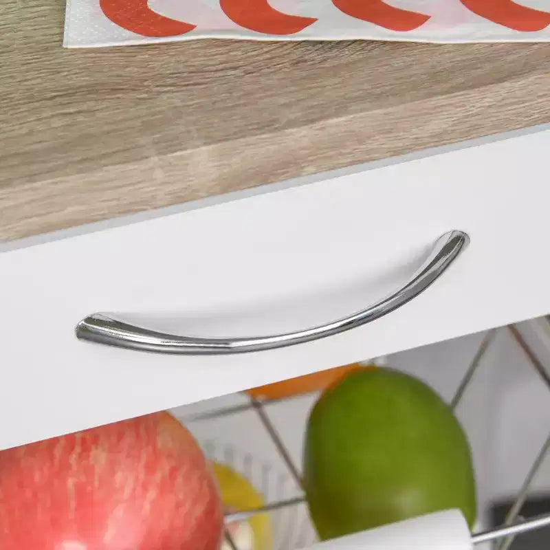 Desserte de cuisine mobile à roulettes avec tiroir inférieur et panier de rangement coulissant