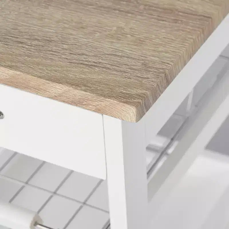 Desserte de cuisine mobile à roulettes avec tiroir inférieur et panier de rangement coulissant