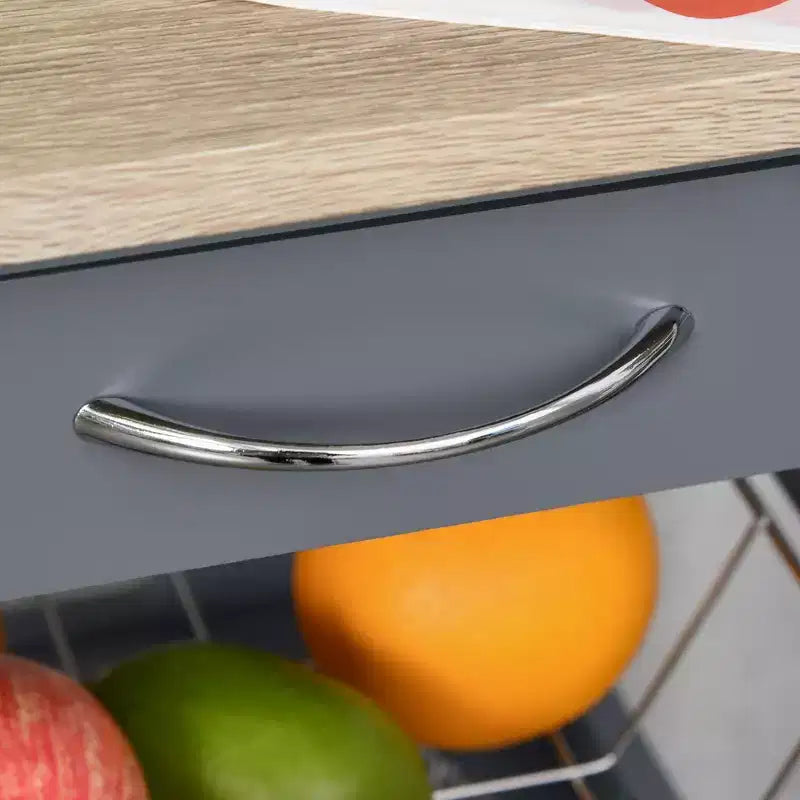 Desserte de cuisine mobile à roulettes avec tiroir inférieur et panier de rangement coulissant