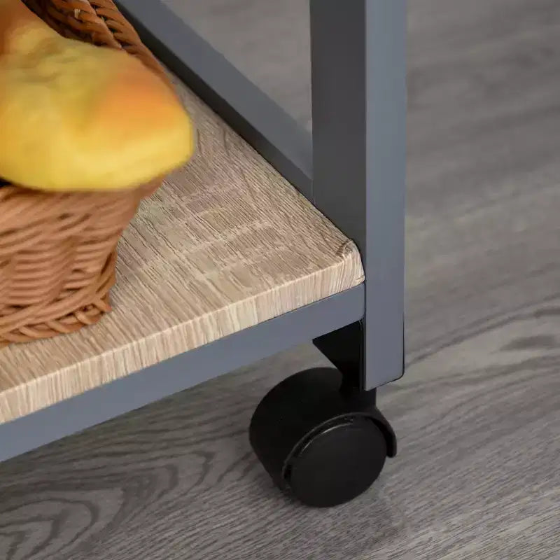 Desserte de cuisine mobile à roulettes avec tiroir inférieur et panier de rangement coulissant