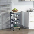 HOMCOM Mobile Rolling Kitchen Island Trolley Serving Cart with Underneath Drawer & Slide-Out Wire Storage Basket