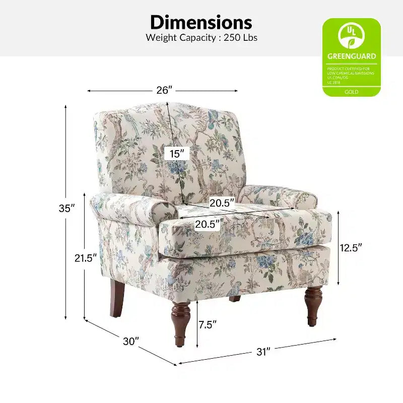 Fauteuil de salon confortable avec pieds en bois massif