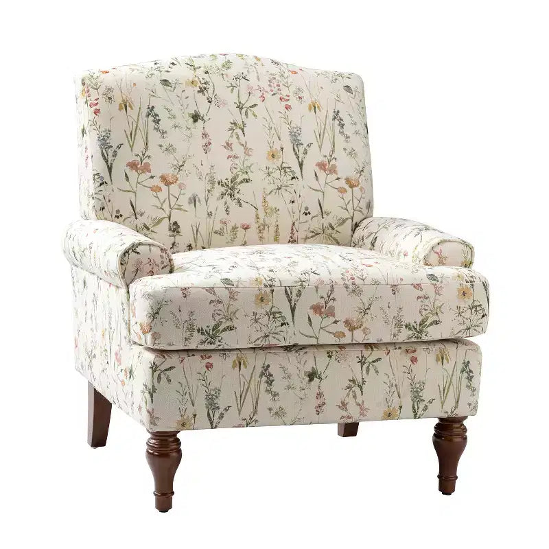 Fauteuil de salon confortable avec pieds en bois massif