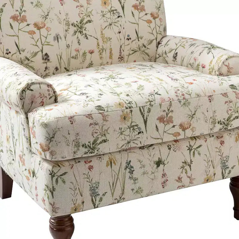 Fauteuil de salon confortable avec pieds en bois massif