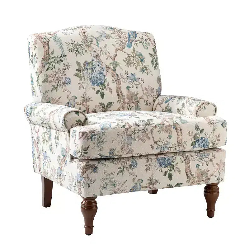 Fauteuil de salon confortable avec pieds en bois massif