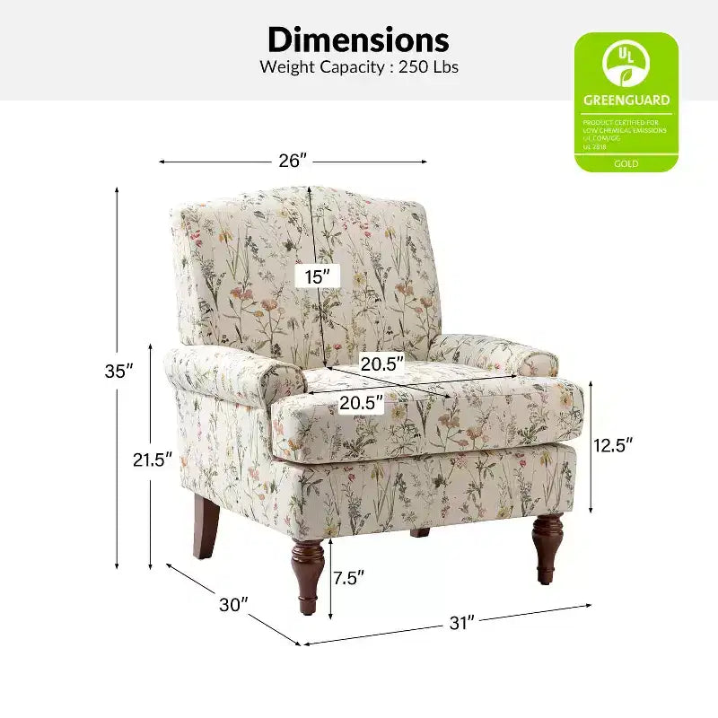 Fauteuil de salon confortable avec pieds en bois massif